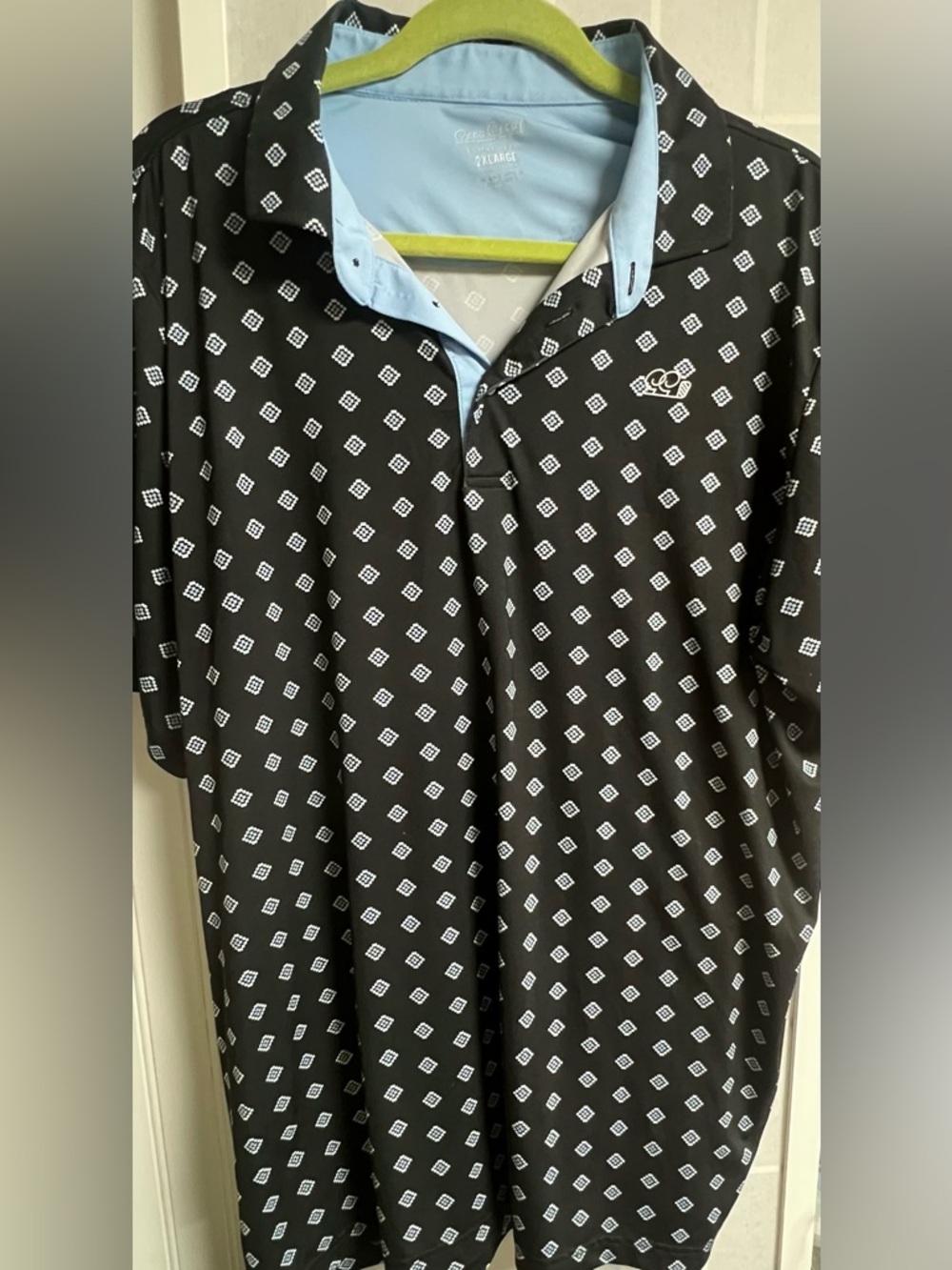 Good Good Golf Polo Shirt Men’s Sz  2XL Black W/ All Over Print Fighting For Par